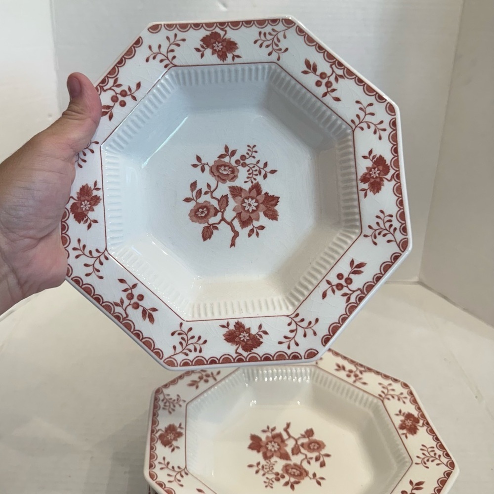 Set of 5 Independence Ironstone Hexagon Bittersweet Soup Bowl 8" Retired